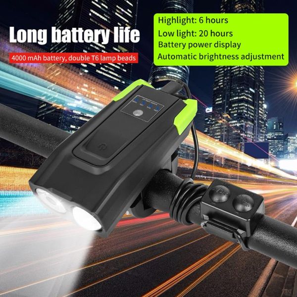 4000mah induction led highlight bicycle front lamp usb rechargeable smart headlight with horn riding bike accessories
4000mah induction led highlight bicycle front lamp usb rechargeable smart headlight with horn riding bike accessories