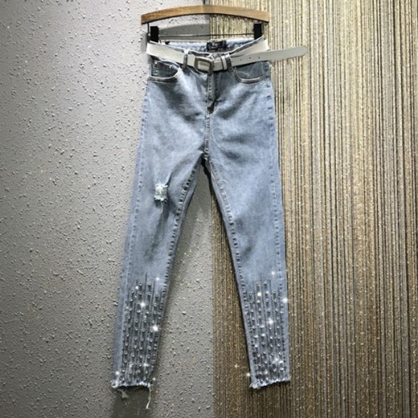 rhinestone бисера брюки женская 2020 весна новая высокая талия ripped slim-fit denim брюки карандаш пят узкие джинсы, Blue
rhinestone бисера брюки женская 2020 весна новая высокая талия ripped slim-fit denim брюки карандаш пят узкие джинсы, Blue