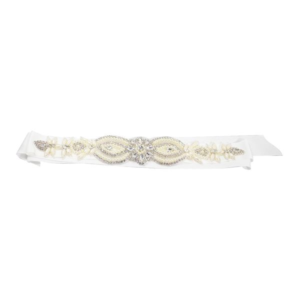 crystal sparkle sash belt bridal prom dress wristband accessories band trim, White