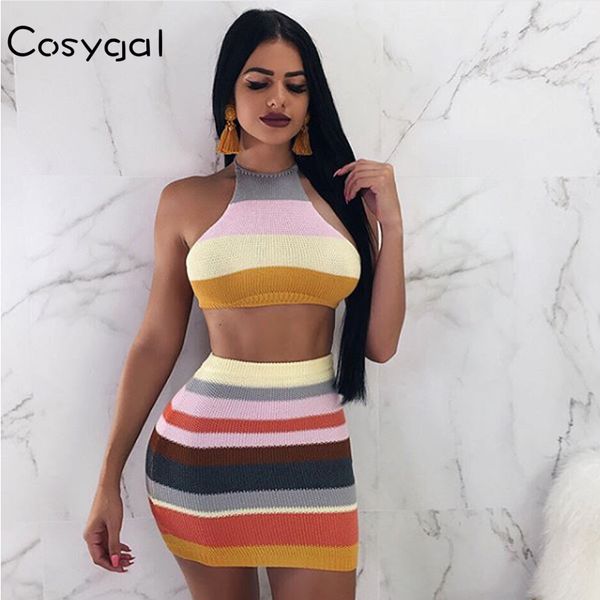 cosygal women 2 piece dress casual slim women summer dresses backless 2018 dress halter suits knitted vestidos, White;black
cosygal women 2 piece dress casual slim women summer dresses backless 2018 dress halter suits knitted vestidos, White;black
