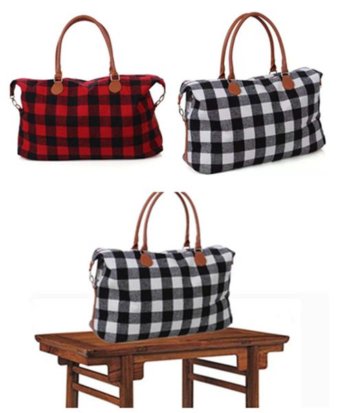 большие клетчатые вещевые сумки унисекс клетчатая сумочка большая вместимость дорожная сумка сумка спортивные сумки для йоги модные сумки дл, Black