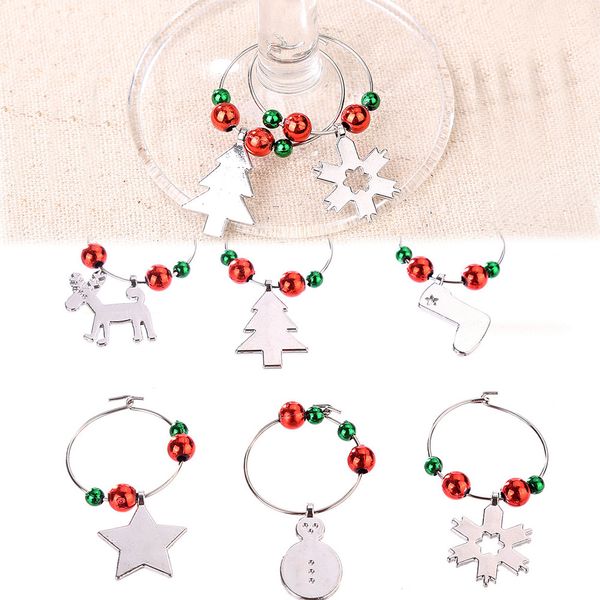 

6pcs/set wine glass charms set christmas cup rings kit xmas drink markers tags party favors pendant decoration