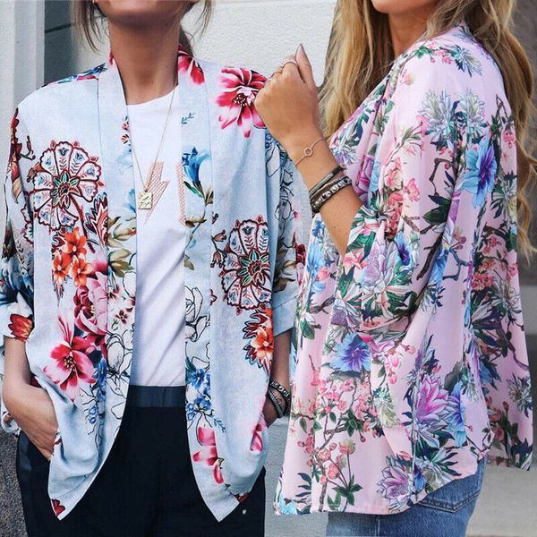 women casual coat floral loose three quarter sleeve spring jacket ladies outwear femme beach holiday cloches 2color, Black;brown
women casual coat floral loose three quarter sleeve spring jacket ladies outwear femme beach holiday cloches 2color, Black;brown