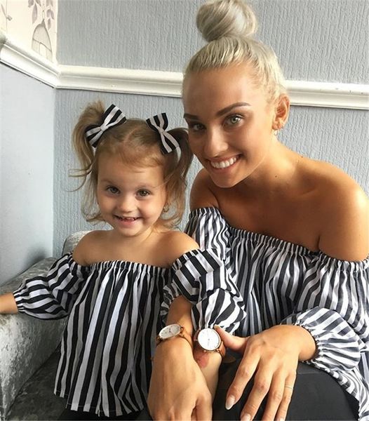pudcoco family matching clothes white striped blouse long sleeve off-shoulder t shirt mother and daughter clothes family look, Blue
pudcoco family matching clothes white striped blouse long sleeve off-shoulder t shirt mother and daughter clothes family look, Blue