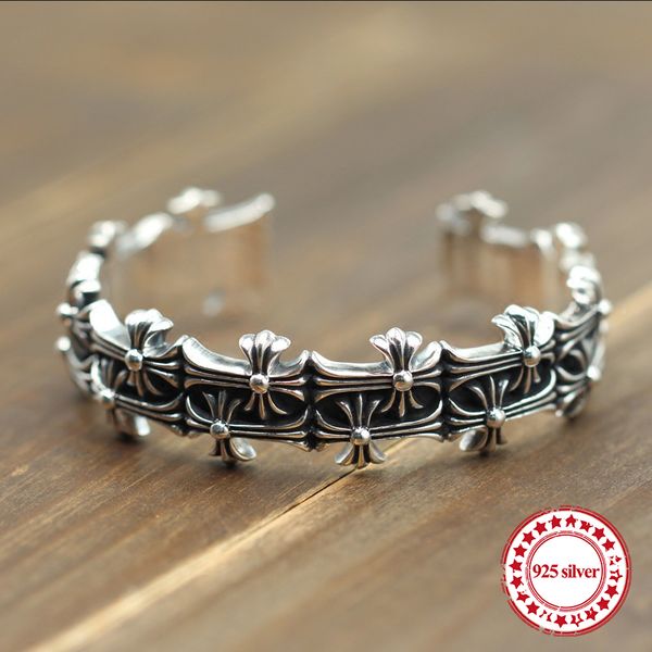 s925 sterling silver men's bracelet personality vintage domineering fashion punk style hip-hop skull cross shape gift bangles, Black
s925 sterling silver men's bracelet personality vintage domineering fashion punk style hip-hop skull cross shape gift bangles, Black