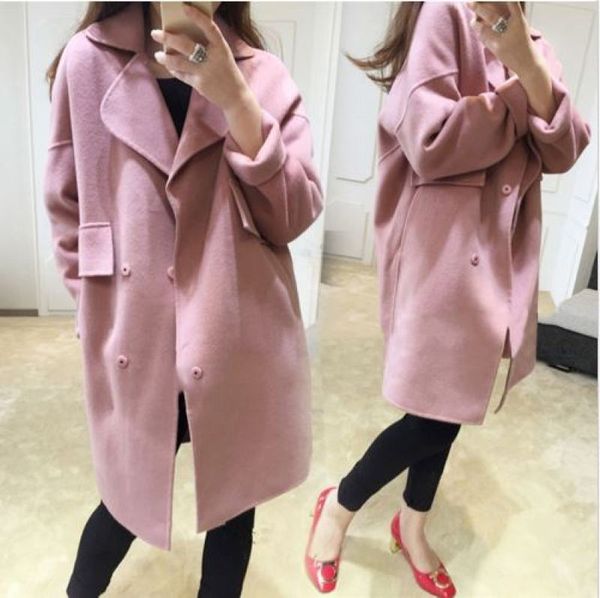 women's wool & blends womens woolen loose casual long winter parka coat lapel trench outwear jacket, Black
women's wool & blends womens woolen loose casual long winter parka coat lapel trench outwear jacket, Black