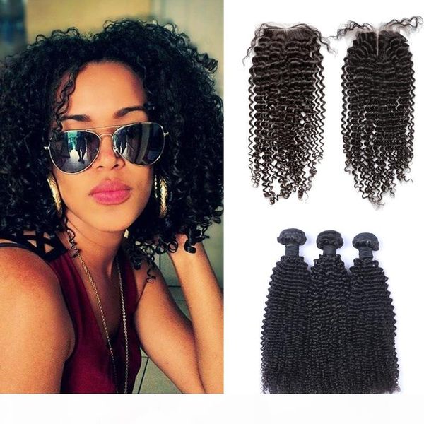 selling brazilian kinky curly hair weaves 3 bundles with closure middle 3 part double weft human hair extensions dyeable human hair, Black
selling brazilian kinky curly hair weaves 3 bundles with closure middle 3 part double weft human hair extensions dyeable human hair, Black