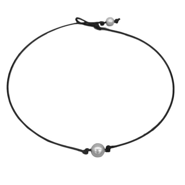 simple chic single cultured pearl necklace imitation pearls choker necklace black leather cord jewelry women gifts, Golden;silver
simple chic single cultured pearl necklace imitation pearls choker necklace black leather cord jewelry women gifts, Golden;silver