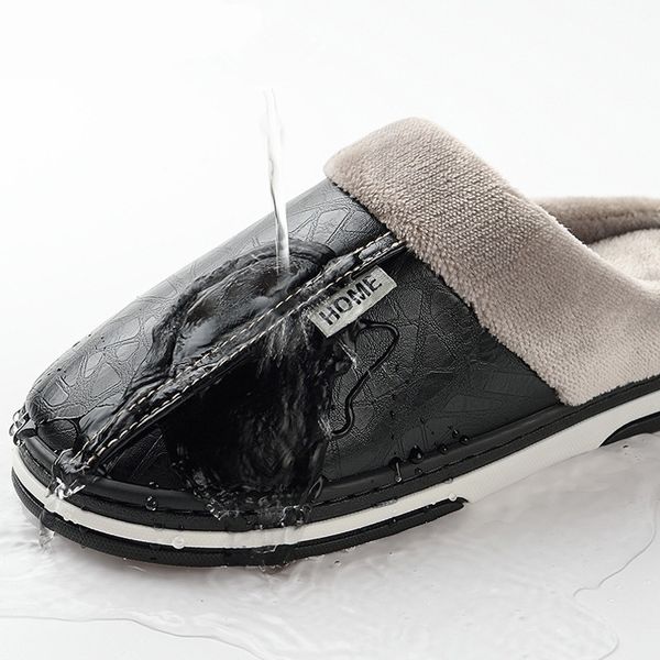 men's slippers indoor leather winter waterproof warm home fur lady slippers men's couples house shoes large size 50, Black
men's slippers indoor leather winter waterproof warm home fur lady slippers men's couples house shoes large size 50, Black