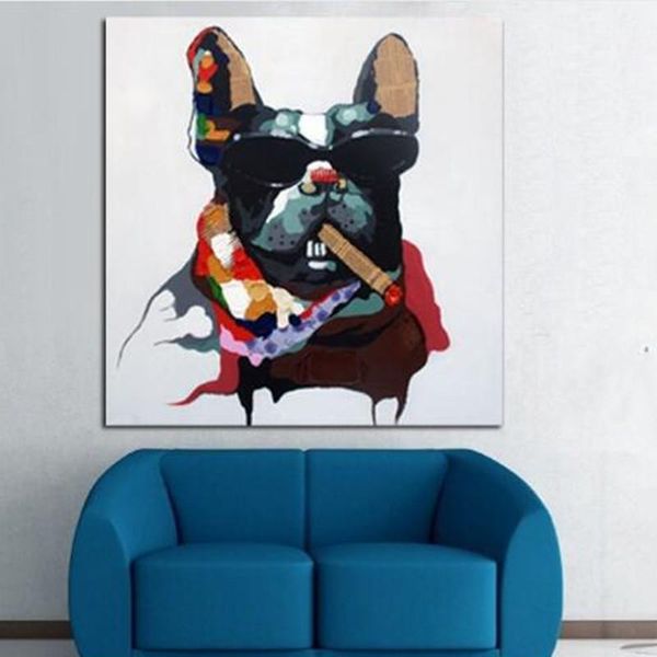 hand-painted abstract animal smoking dog oil painting on canvas modern home decor wall art a110
hand-painted abstract animal smoking dog oil painting on canvas modern home decor wall art a110