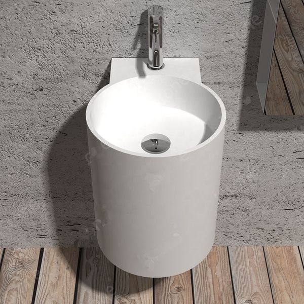 

380x470x1500 мм круглый ванная комната отдельно стоящий раковина модный гардероб кориан тщеславие умывальник твердая поверхность смолы пьеде