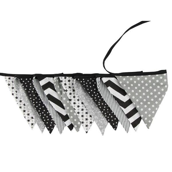 12 flags 3.2m special black and white cotton fabric bunting pennant flags banner garland baby shower/outdoor tent decoration other event & p
12 flags 3.2m special black and white cotton fabric bunting pennant flags banner garland baby shower/outdoor tent decoration other event & p