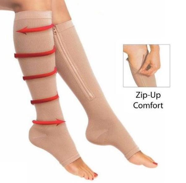 zip sox zip-up zippered compression knee socks supports stockings leg open toe shaper black and beige by dhl 50pcs
zip sox zip-up zippered compression knee socks supports stockings leg open toe shaper black and beige by dhl 50pcs
