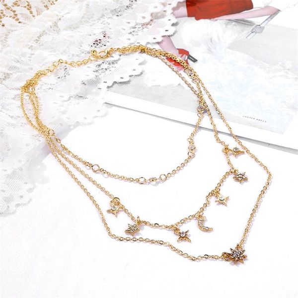 fashion-ashion pendant necklaces pentagram star moon crystal gold chain multilayer necklace women charm party jewelry, Silver
fashion-ashion pendant necklaces pentagram star moon crystal gold chain multilayer necklace women charm party jewelry, Silver