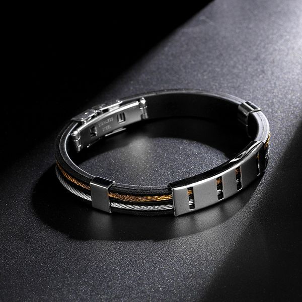 classical handmade silicone chain titanium steel wire man bracelets fashion new buckle clasp 316l stainless steel wristband, White
classical handmade silicone chain titanium steel wire man bracelets fashion new buckle clasp 316l stainless steel wristband, White