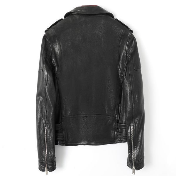 men's leather & faux motorcycle biker 100% genuine jacket men brand punk style sheepskin slim fit short coat winter lapel outerwear plu, Black
men's leather & faux motorcycle biker 100% genuine jacket men brand punk style sheepskin slim fit short coat winter lapel outerwear plu, Black