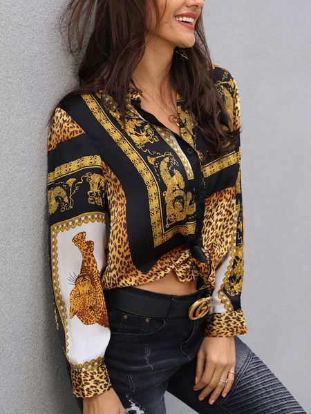 spring women elegant party loose button shirt turn-down collar female leopard print knot front long sleeve blouse, White
spring women elegant party loose button shirt turn-down collar female leopard print knot front long sleeve blouse, White