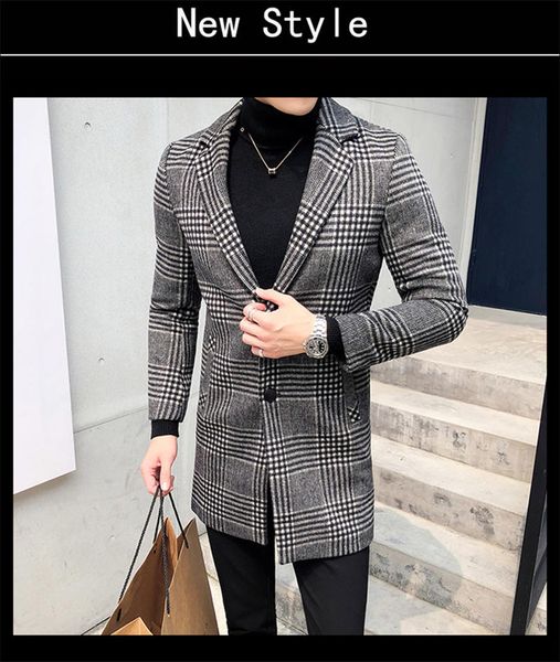 mens designer plaid slim blends lapel neck long sleeve overcoats single breasted fashion thick warm casual outwears, Black
mens designer plaid slim blends lapel neck long sleeve overcoats single breasted fashion thick warm casual outwears, Black