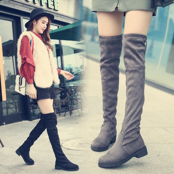 2019 new flock slim boots over the knee high women fashion winter thigh high boots shoes woman fashion, Black
2019 new flock slim boots over the knee high women fashion winter thigh high boots shoes woman fashion, Black