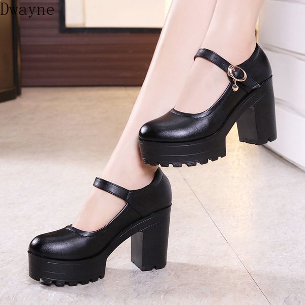 2019 spring new round head leather platform thick with thick bottom women's shoes shallow mouth large size high-heeled shoes, Black
2019 spring new round head leather platform thick with thick bottom women's shoes shallow mouth large size high-heeled shoes, Black