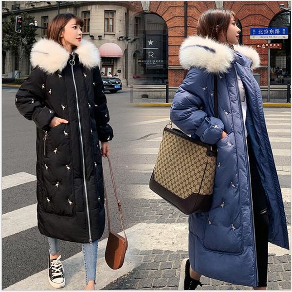 women parka 2019 loose long cats wet winter coats women warm thicken hooded women's coats embroidery jaqueta feminina 288, Black
women parka 2019 loose long cats wet winter coats women warm thicken hooded women's coats embroidery jaqueta feminina 288, Black