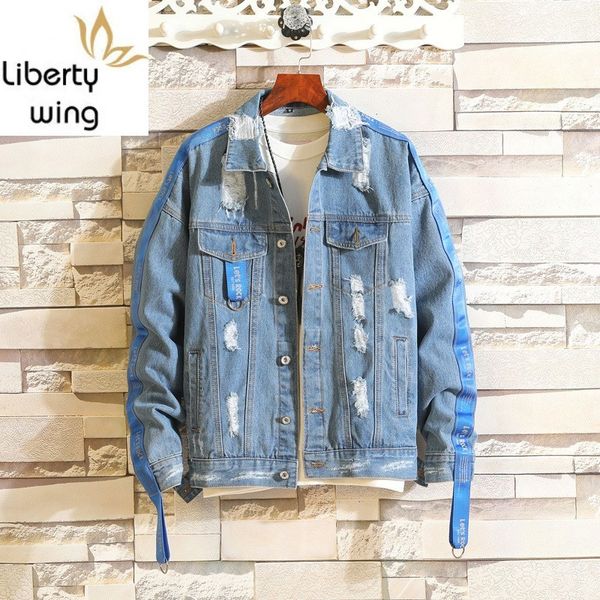 college style lapel denim jacket men fashion 2020 loose fit ripped hole cowboy coat spring street hip hop bomber outerwear m-2xl, Black;brown
college style lapel denim jacket men fashion 2020 loose fit ripped hole cowboy coat spring street hip hop bomber outerwear m-2xl, Black;brown