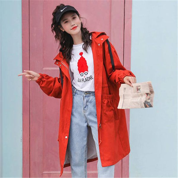 2019 new red long trench coat women spring autumn student hooded plus size women windbreaker loose wild tooling ladies overcoat, Tan;black
2019 new red long trench coat women spring autumn student hooded plus size women windbreaker loose wild tooling ladies overcoat, Tan;black