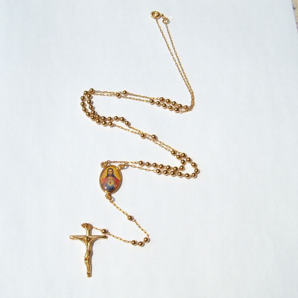 loyal mens women cool 14 k yellow gold gf cross crucifix pendant rosario rosary beads necklace chain 60cm + 10 cm long, Silver
loyal mens women cool 14 k yellow gold gf cross crucifix pendant rosario rosary beads necklace chain 60cm + 10 cm long, Silver