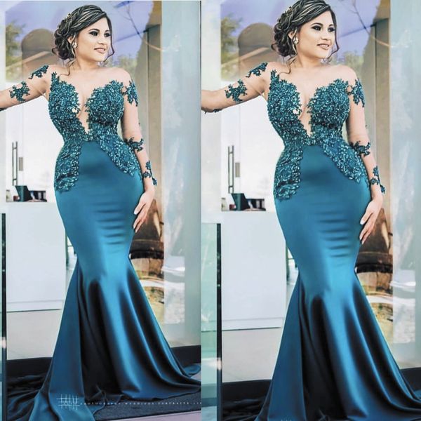 robe teal green evening dresses long sleeve lace applique modest mermaid prom gowns dress vestido de festa, Black;red
robe teal green evening dresses long sleeve lace applique modest mermaid prom gowns dress vestido de festa, Black;red