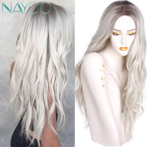 synthetic wigs nayoo hair 28inch wig long wavy ombre platinum for women daily party two tone middle part, Black
synthetic wigs nayoo hair 28inch wig long wavy ombre platinum for women daily party two tone middle part, Black