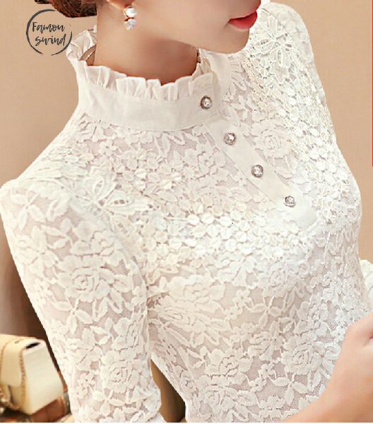 femme лучшие осень зима блузы для женщин с длинным рукавом лоскутная кружева цветочные рубашки топы casual blusas plus размер 3xl, White 
femme лучшие осень зима блузы для женщин с длинным рукавом лоскутная кружева цветочные рубашки топы casual blusas plus размер 3xl, White