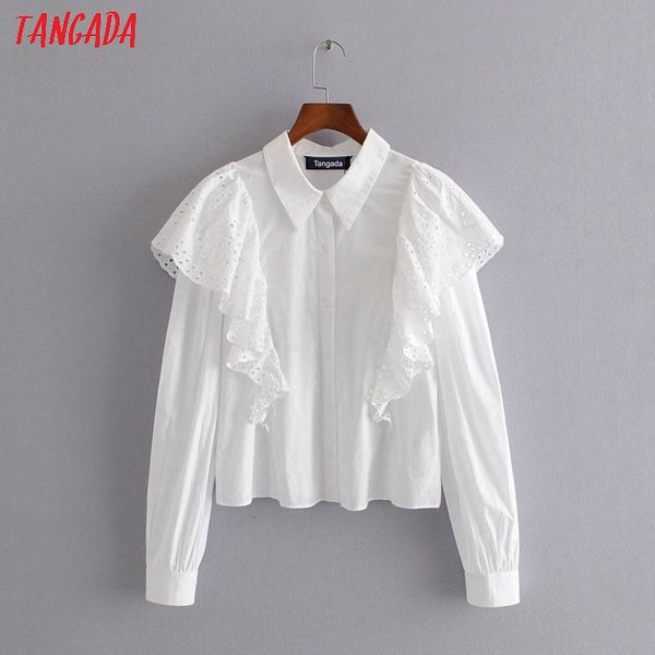 tangada women embroidery ruffle cotton white shirts long sleeve solid elegant office ladies work wear blouses 3h291
tangada women embroidery ruffle cotton white shirts long sleeve solid elegant office ladies work wear blouses 3h291