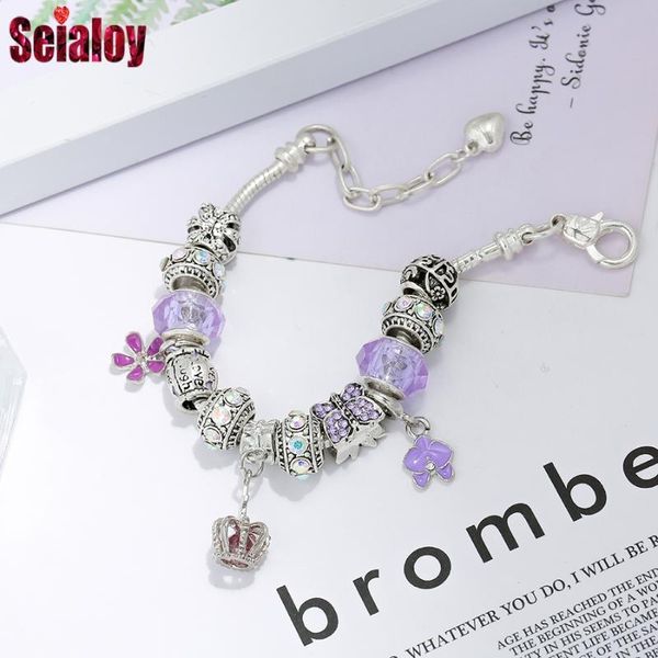 charm bracelets seialoy purple crystal crown pendant shiny for women girl original silver plated butterfly beads bangle jewelry, Golden;silver
charm bracelets seialoy purple crystal crown pendant shiny for women girl original silver plated butterfly beads bangle jewelry, Golden;silver