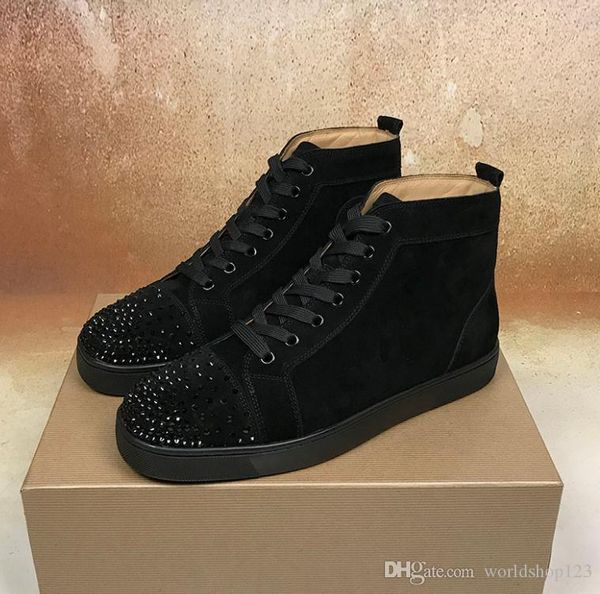 italy couple flats shoes suede & rhinestone strass red bottom shoes men women's flat red sole sneakers high-sneaker lace-up casual shoe, Black
italy couple flats shoes suede & rhinestone strass red bottom shoes men women's flat red sole sneakers high-sneaker lace-up casual shoe, Black