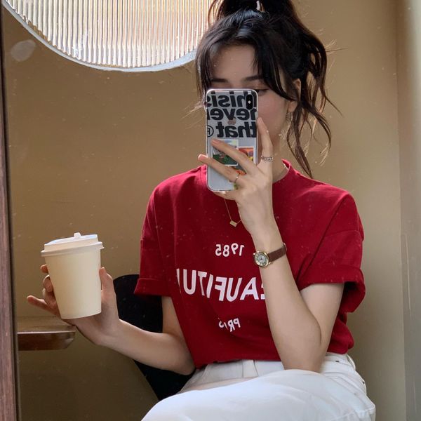 letter printing brushed short-sleeved female 2020 season casual t-shirt t-shirt all-match loose ins students, White
letter printing brushed short-sleeved female 2020 season casual t-shirt t-shirt all-match loose ins students, White