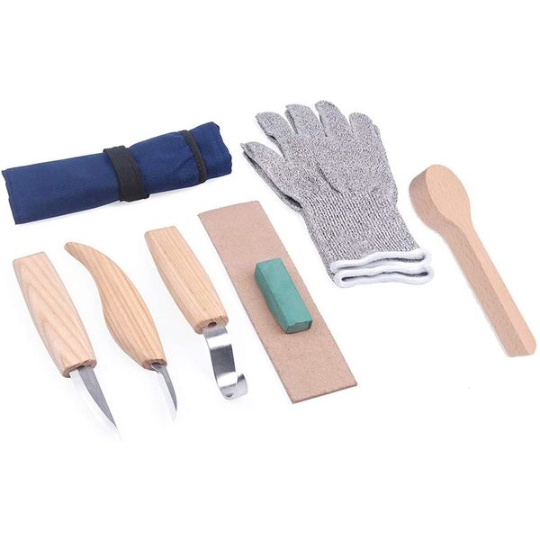 7pcs wood carving tools set for spoon carving 3 knives in tool roll leather woodworking craft with cut resistant gloves
7pcs wood carving tools set for spoon carving 3 knives in tool roll leather woodworking craft with cut resistant gloves