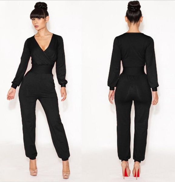 women red v neck jumpsuit pants solid club casual long sleeve party office ladies rompers playsuit, Black;white
women red v neck jumpsuit pants solid club casual long sleeve party office ladies rompers playsuit, Black;white