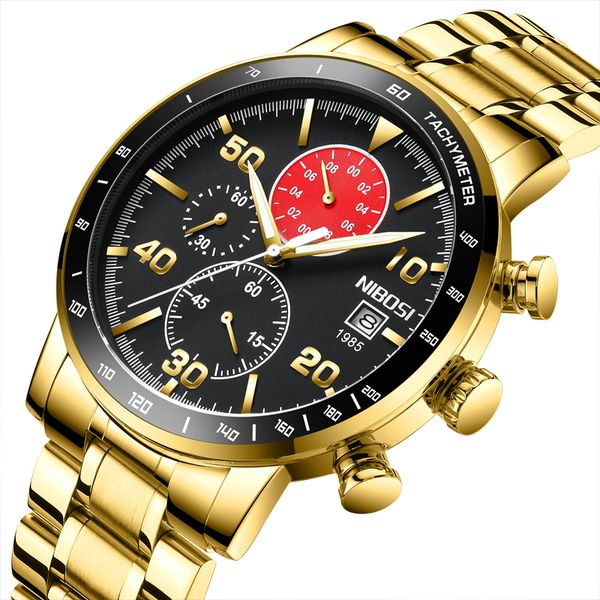 nibosi chronograph men watches waterproof watch men stainless steel golden wristwatch relogio mascoulino, Slivery;brown
nibosi chronograph men watches waterproof watch men stainless steel golden wristwatch relogio mascoulino, Slivery;brown