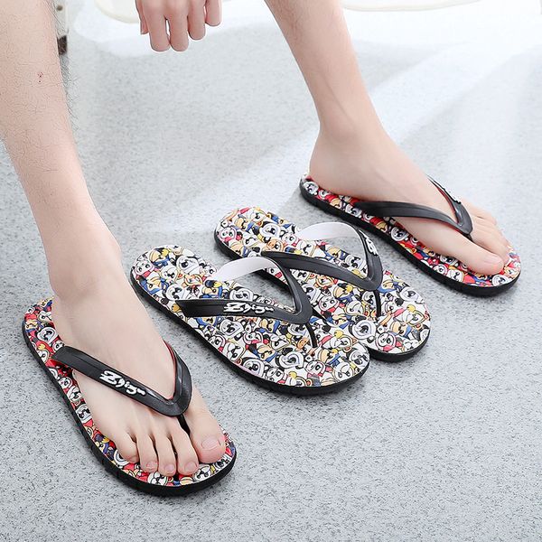 couples beach outer wear anti-slip flat flip-flop men and women slipper shoes students printed slipper, Black 
couples beach outer wear anti-slip flat flip-flop men and women slipper shoes students printed slipper, Black
