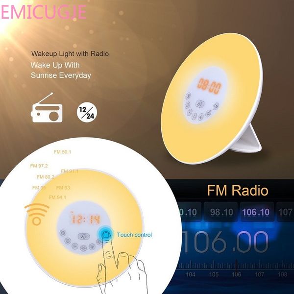 led wake up lights with fm radio colorful light snooze mode nature sound touch sensing digital alarm clock sunrise sunset
led wake up lights with fm radio colorful light snooze mode nature sound touch sensing digital alarm clock sunrise sunset