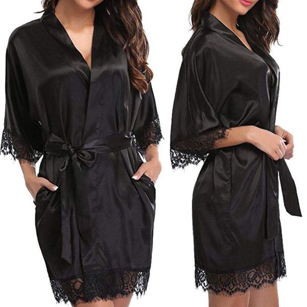 womens eyelash lace nightdress summer ice silk half sleeve nightgown patchwork short kimono robe solid belted sleepwear, Black;red
womens eyelash lace nightdress summer ice silk half sleeve nightgown patchwork short kimono robe solid belted sleepwear, Black;red