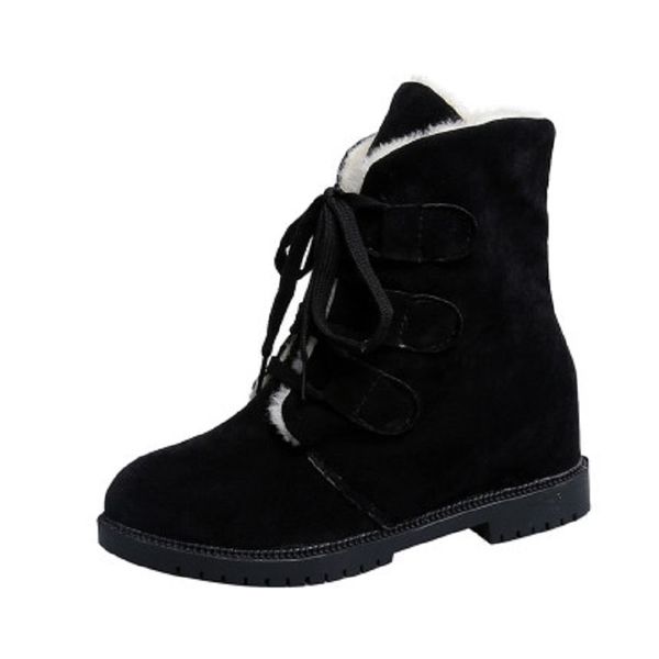2019 winter new women's snow boots fashion wild bottom comfortable warm plus velvet lace up increase korean women's boots, Black
2019 winter new women's snow boots fashion wild bottom comfortable warm plus velvet lace up increase korean women's boots, Black