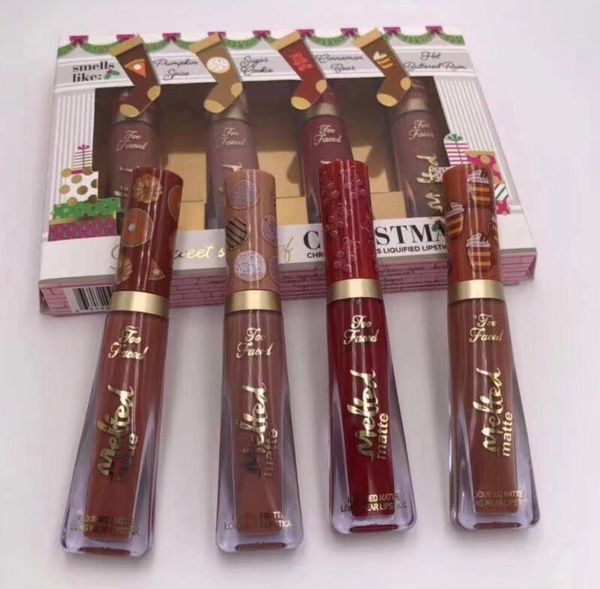 Christmas Faced 4pcs Lipsticks The Sweet Smell of Christmas Treats Liquid 4 Colors Lips Gloss Set Melted Matte Makeup Cosmetics Gift
Christmas Faced 4pcs Lipsticks The Sweet Smell of Christmas Treats Liquid 4 Colors Lips Gloss Set Melted Matte Makeup Cosmetics Gift