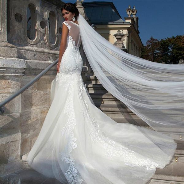 

простой длинные свадебные veil cut пограничные 1-layer romantic фата собор длина 3 метра мягкая тюль для новобрачных платье белый слоновая к, Black