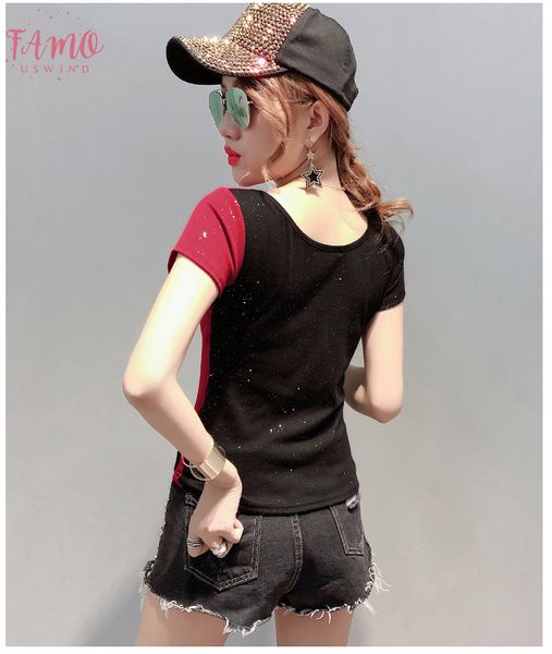 2020 summer shiny clothes patchwork v neck drape t shirt women cotton short sleeve ropa mujer bottoming shirt letter tees t02412, White
2020 summer shiny clothes patchwork v neck drape t shirt women cotton short sleeve ropa mujer bottoming shirt letter tees t02412, White