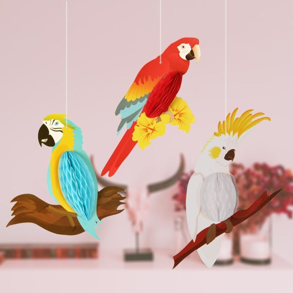 set of 3 hanging honeycomb parrots decor baby birthday nursery school hawaiian beach summer luau tropical party decor
set of 3 hanging honeycomb parrots decor baby birthday nursery school hawaiian beach summer luau tropical party decor