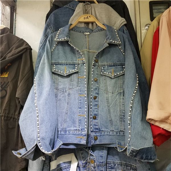 tyhru casual loose denim jackets rivets beading streetwear parchwork jacket hip-pop short coat, Black;brown
tyhru casual loose denim jackets rivets beading streetwear parchwork jacket hip-pop short coat, Black;brown