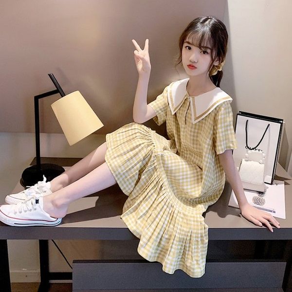 new 2020 summer vintage kids baby girls dress children fashion casual plaid dresses doll collar short sleeve princess dress w281, Red;yellow
new 2020 summer vintage kids baby girls dress children fashion casual plaid dresses doll collar short sleeve princess dress w281, Red;yellow