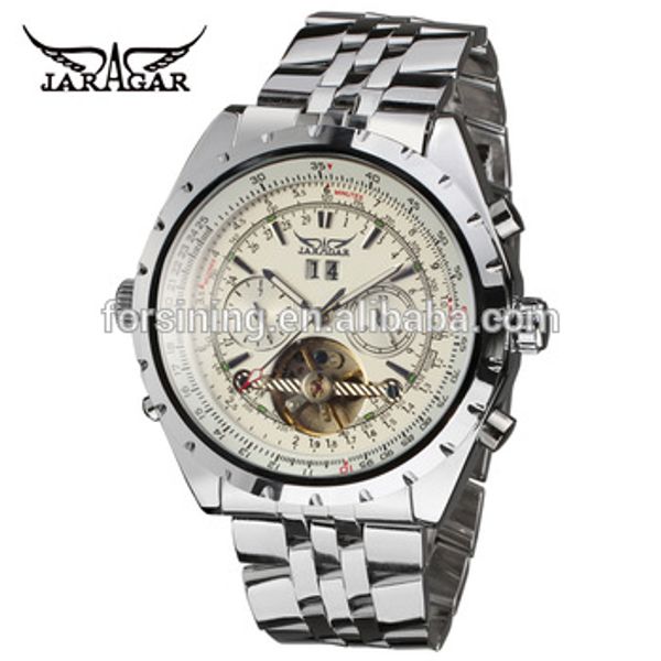 jaragar men automatic mechanical watch stainless steel watches tourbillion popular wristwatches gift, Slivery;brown
jaragar men automatic mechanical watch stainless steel watches tourbillion popular wristwatches gift, Slivery;brown