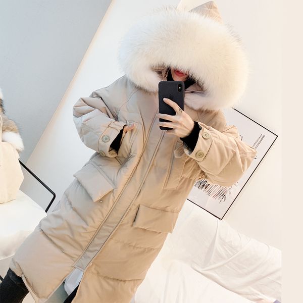 2018 winter down jacket women long white duck down parka women hooded coats thick warm natural big fur collar female outwear, Black
2018 winter down jacket women long white duck down parka women hooded coats thick warm natural big fur collar female outwear, Black